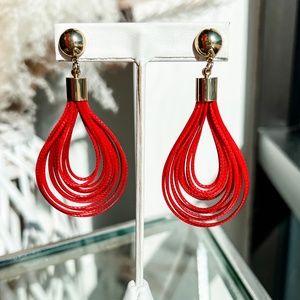 NWT Zenzii Brand Red Leather tear drop earrings in Red